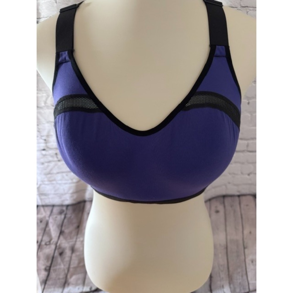 Victoria's Secret VSX Sport Bra 36C Purple Black Underwire Racerback EUC
